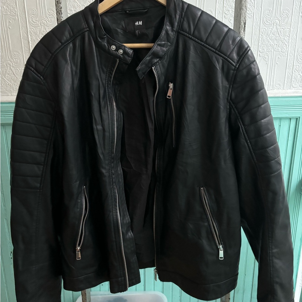 H&M Black Leather Jacket for Men